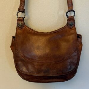 Frye Tan Leather Shoulder Saddle Bag